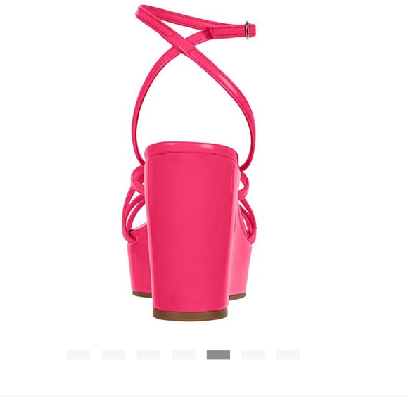 Womens Madden Girl Bright Pink Paten Wedge Size 10 - Picture 6 of 9